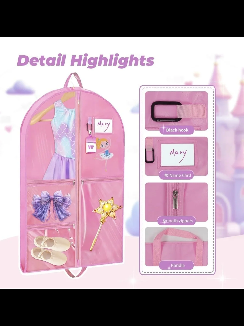 NEW Sishinio Toddlers Kids Pink Ballet Costume Carrying Case Garment Bag Sz 40